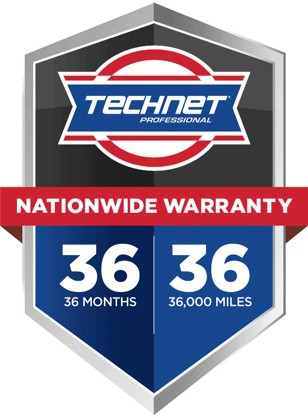 Logo of TechNet 3-year/36,000-mile nationwide warranty.
